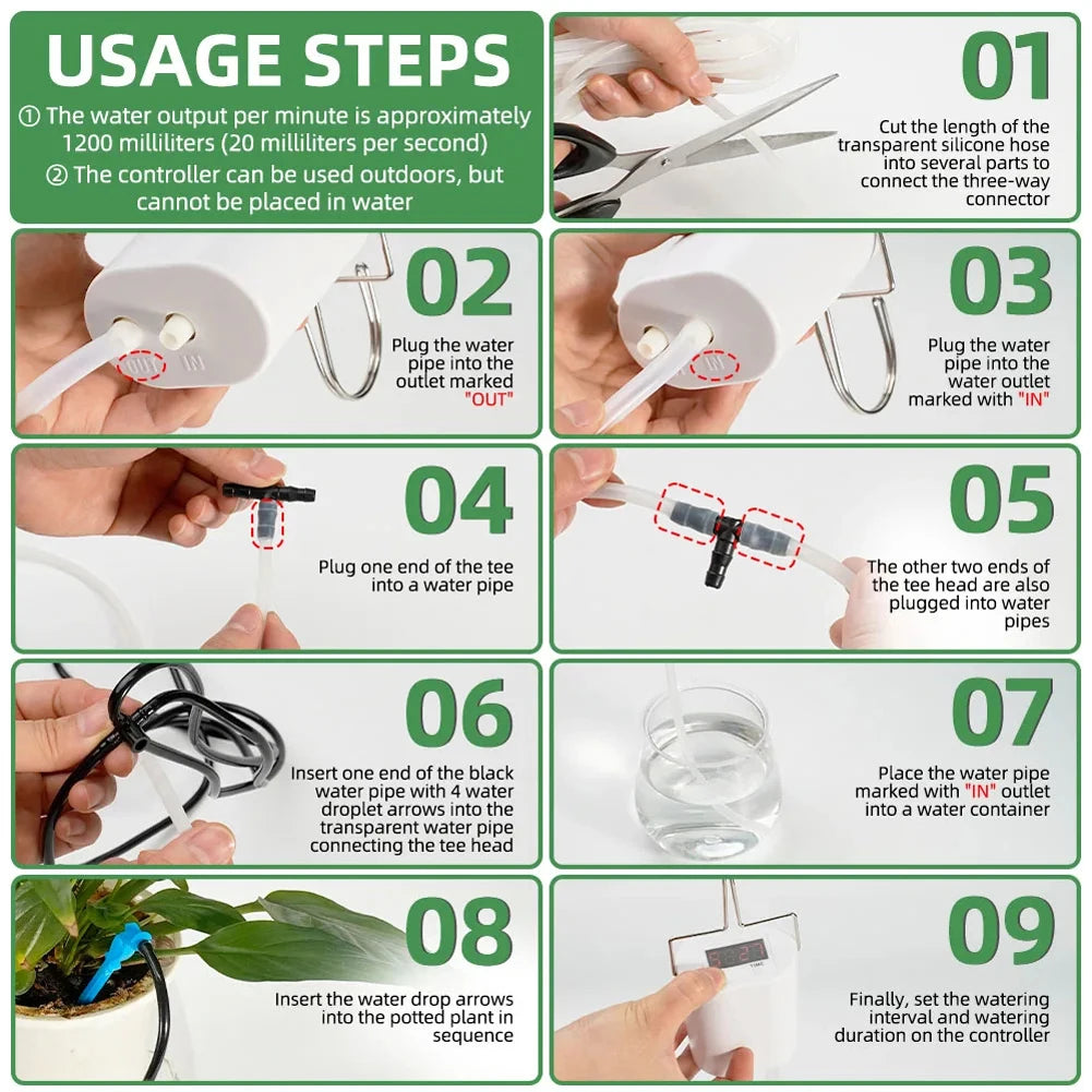 Automatic Plant Flower Watering Pump 2/8/16 Heads Pump Timer System Kit Indoor Plant Watering Device Garden Self-Watering Tool
