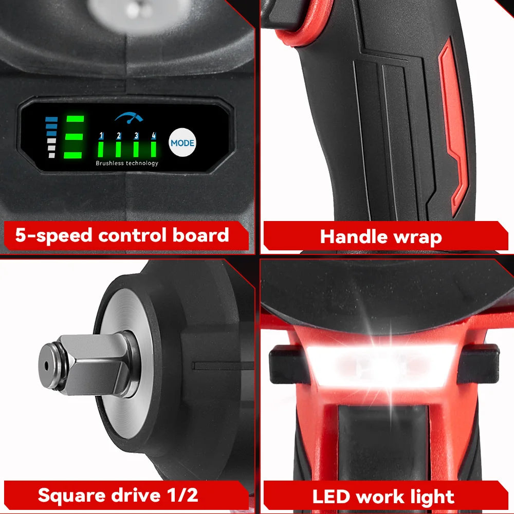 ONEVAN 2800N.M Brushless Electric Impact Wrench 1/2 "Cordless Screwdriver Drill Car Repair Power Tool for 21V 18V Battery