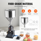 VEVOR 5-50/100ml A02 Pneumatic/Manual Paste Liquid Filling Machine Bottle Liquid Filler with Pedal for Water Juice Cosmetic Milk