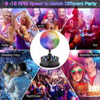 A20M Rotating 5in Disco Ball Party Lights with Remote, 6-12RPM Adjustable Disco Ball,18 LEDs DJ Light,Hanging and Table 2 Use