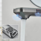 Gun Grey Smart Sensor Basin Faucet Digital Display Screen Hot Cold Water Mixer Tap Vanity Touchless Faucet For Bathroom Basin