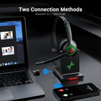 JIAMQISHI EH06 Bluetooth Wireless Headset with Mic for Work Call Center Headphones with USB Dongle Mute for PC/Computer/Laptop