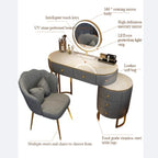 Nordic vanity chair white bedroom LED light Dresser storage cabinet makeup Dressing table light mirror stool bedroom furniture