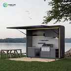 Customized stylish electric outdoor kitchen combined sink and fridge quick installation for backyard gatherings