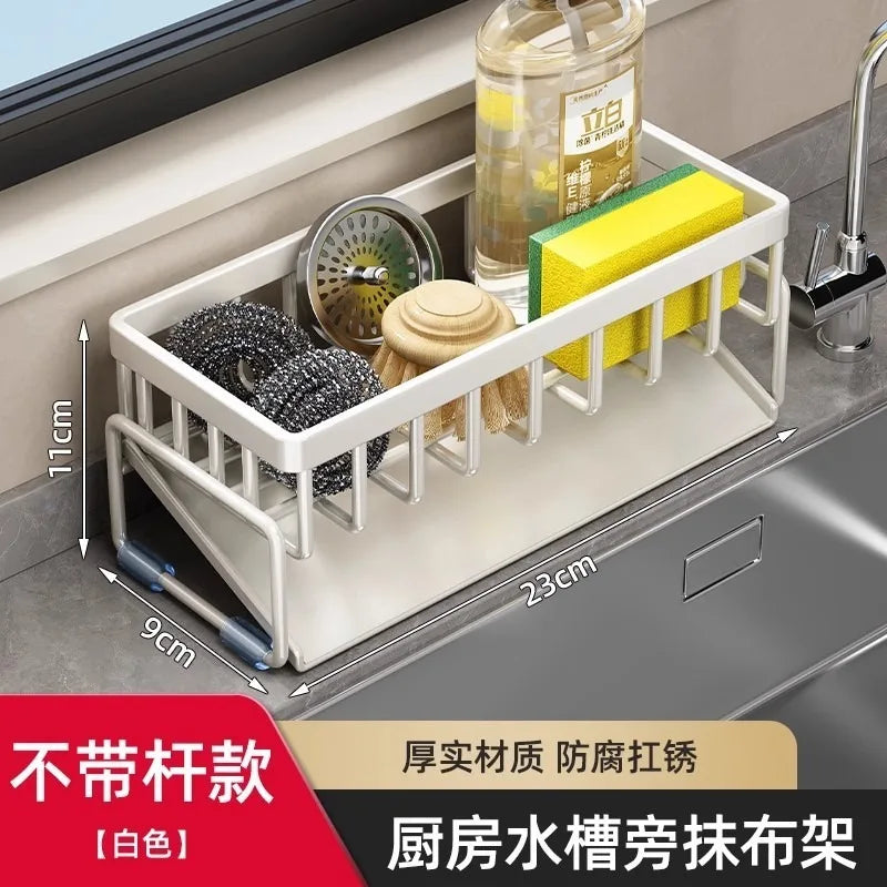 Custom Kitchen Sponge Rack Drain Water Place Dish Soap Organize Rags Multi Functional Large Capacity Countertop and Store Items