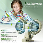 Eary Dual Head Clip On Fan Mount For Desktop With 4000mAh Battery Oper