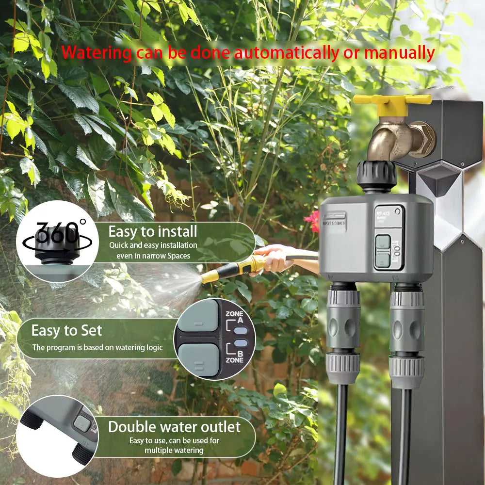 2025New WIFI+RF433mhz Garden Watering Timer Smart Sprinkler Drip Irrigation System Built-in Water Flow Recorder Controller TUYA