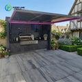 Customized Antirust Stainless Steel Outdoor Kitchen with Closable Shed Moisture Resistant Outdoor Kitchen BBQ Pod for Villa