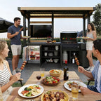 Outdoor Kitchen BBQ Island Patio Stainless Steel Gas Charcoal Grill Countertop Modular Cooking Station