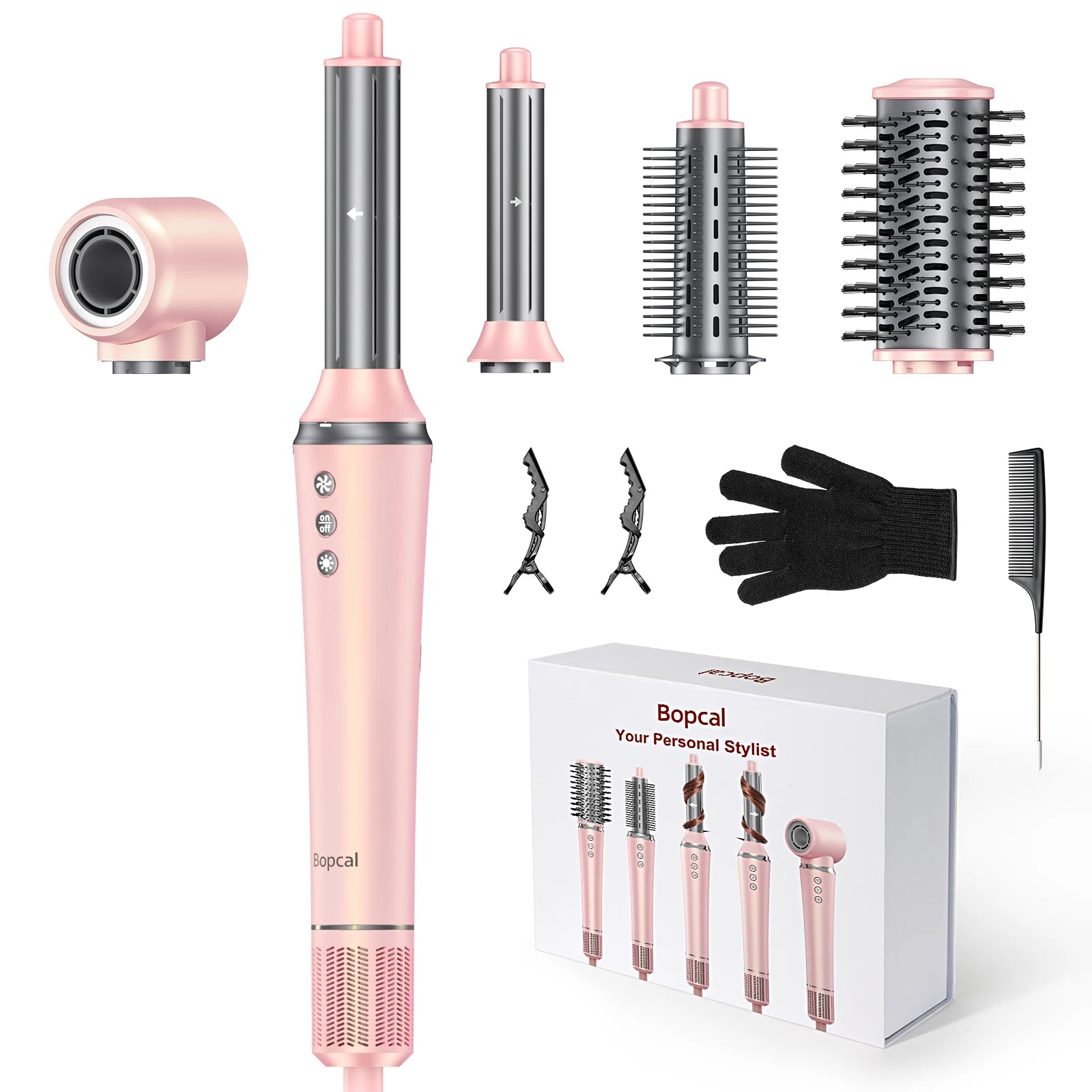 5-in-1 Hair Dryer Airstyler Ion Multistyler Hot Air Brush, 110,000 rpm with 32 mm Automatic Curling Iron, Straightener