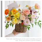 2 Pcs Flower Bucket Planter Log Holder Tree Stump Wood Decor Plant Pots Barrel Planter Garden Supplies Wooden Vase Rustic
