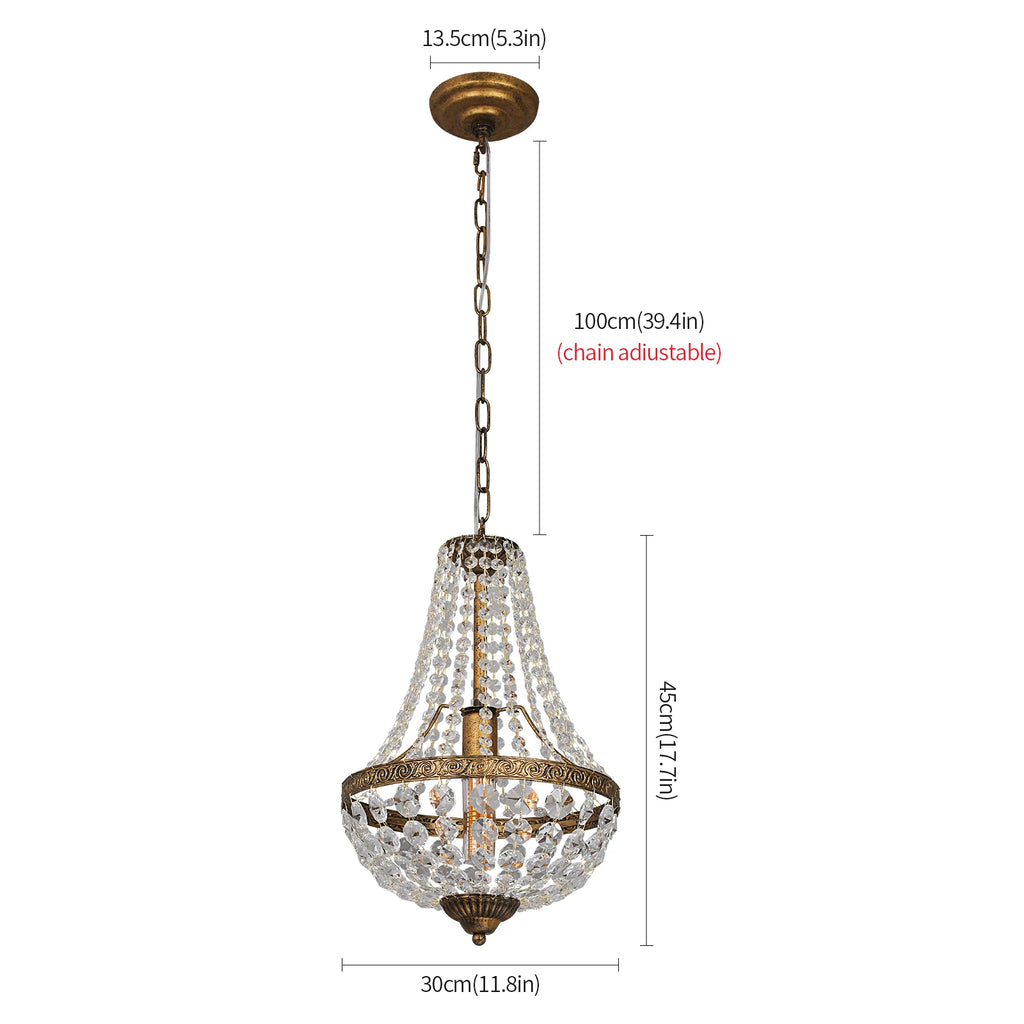 Retro Pendant Light Luxury Crystal Basket Ceiling Lamp Chandelier Led Nordic Dining Living Room Decor Hanging Lustre Fixture
