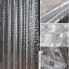 Plastic PVC 3d Waterproof Shower Curtain Transparent White Clear Bathroom Anti Mildew Translucent Bath Curtain With 12 PCS Hooks