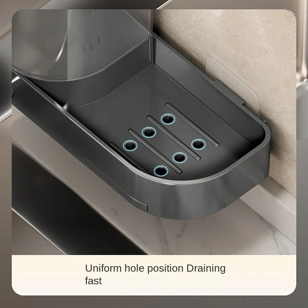 with Drain Tray Wall Mounted Soap Dispenser Large Capacity with Sponges Holder Dishwashing Liquid Holder Space Saving Waterproof