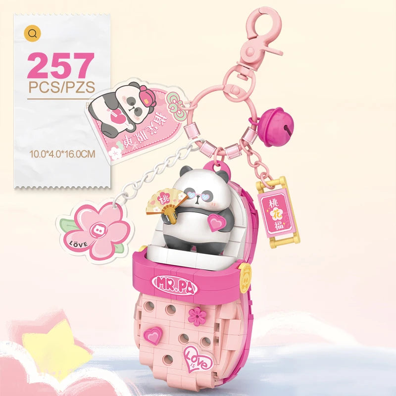 LOZ Panda Big Head Shoes Keychain Model Assembly Toy Home Creative Ornament Building Blocks Set Boys and Girls Birthday Gift