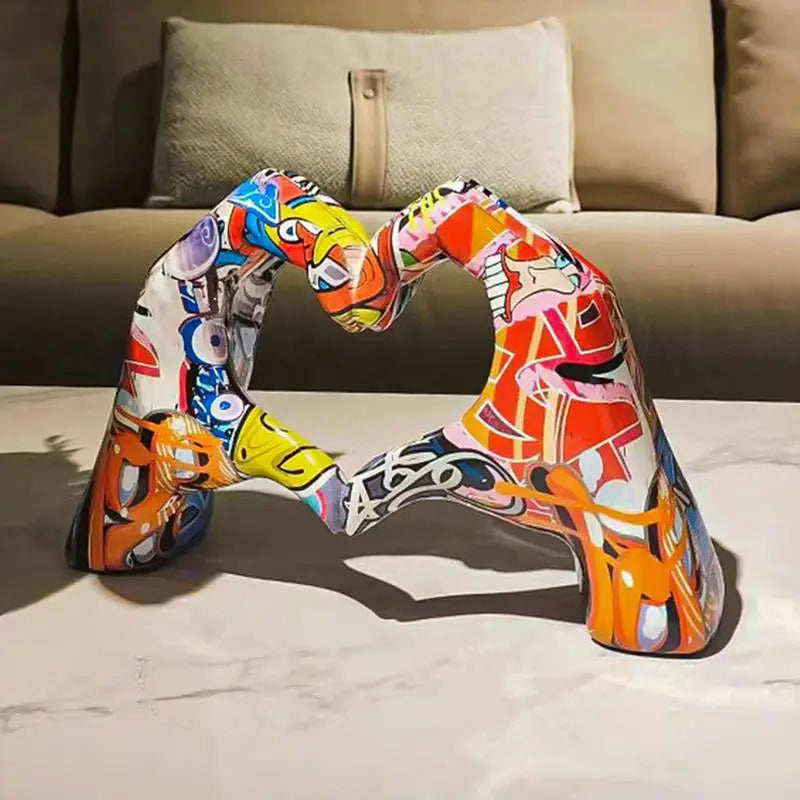 Colorful love gesture ornament, resin craft decoration for home living room desktop and bookshelf, couple, Valentine's Day gift