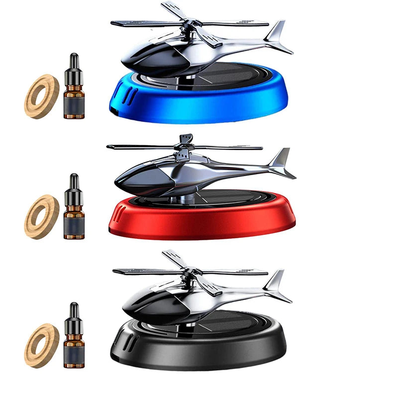 Solar Rotating Helicopter Diffuser Car Air Freshener Decoration Propeller Aromatherapy Fragrance Perfume Auto Interior Deodorant
