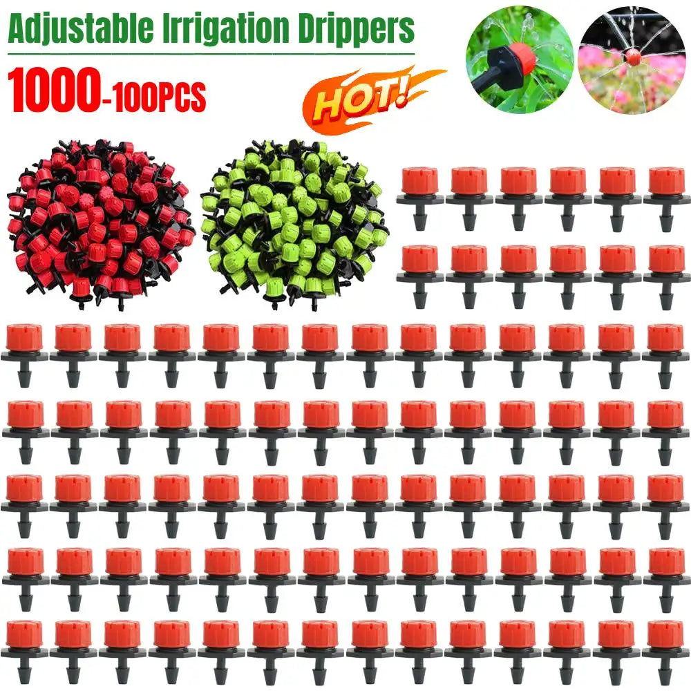 1000-100pcs Adjustable Irrigation Drippers Sprinklers 8 Holes Garden Potted Plant Water Dropper Head Watering Irrigation System