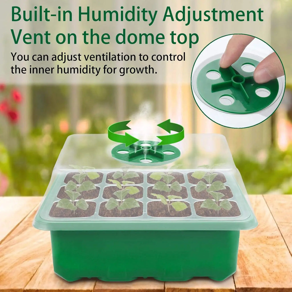 10 Pack Seed Starter Tray with Ventilation Hole 12Grids Seeds Growing Cultivation Planting Box Mini Greenhouse Plant Starter Kit