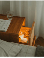 Rattan Weaving Bedroom Furniture, Bedside Table, Multifunctional Small Side Storage Cabinet, Solid Wood Night Stand Customized