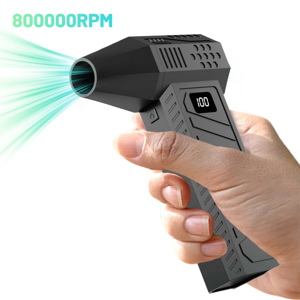 800000RPM Handheld fan Strong Wind 100 Gear Wind speed LED Digital Display Adjustable Turbo Portable Outdoor Handheld Fan