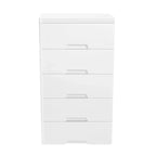 White Dresser,Storage Tower with 5 Drawer and 4 Wheels,Tall Organizer Rack for Bedroom,Living Room,Highly Sealed Snap Design