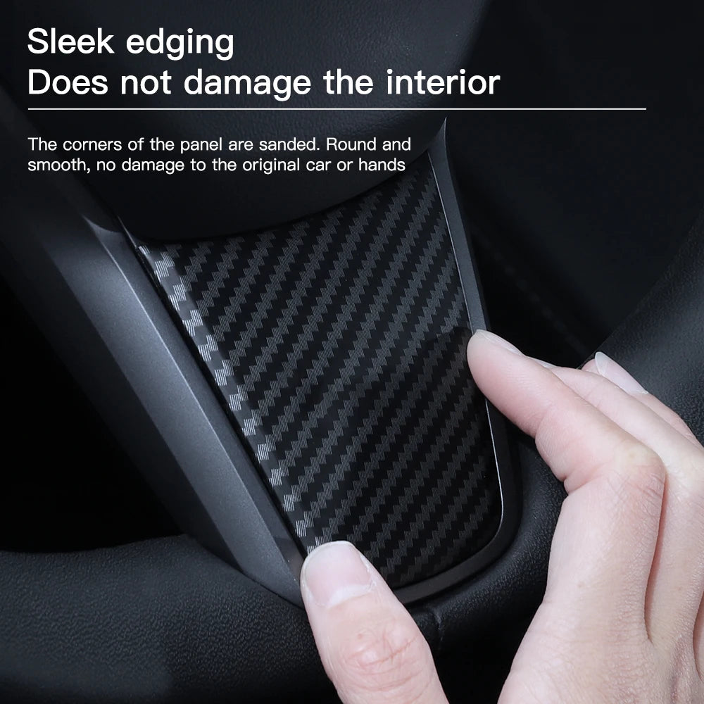 YZ For Tesla Model 3 Y 2021-2023 Car Steering Wheel Frame ABS Carbon Fiber Steering Wheel Decor Cover Stickers Interior
