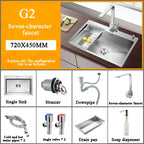Stainless Steel Kitchen Sink Farm House Above Counter Undermounter Single Bowel Wash Basin with Faucet Drain Kitchen Accessories