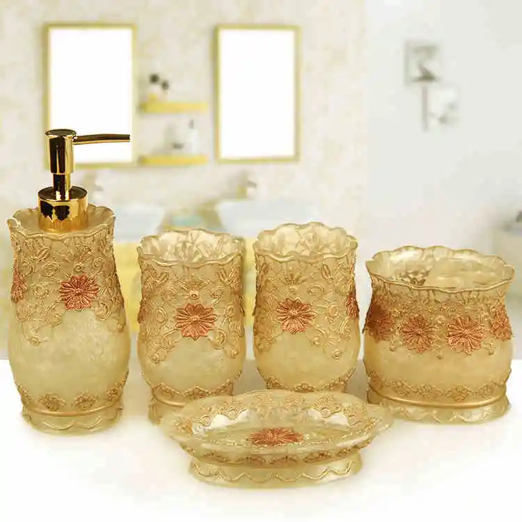 Resin Bathroom Set, Multi Models, Optional, Set of 5 Pieces, Toiletries Kit, Bathroom Accessories