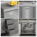 304 Stainless Steel Sideboard Kitchen Multi-door Cabinet Cupboard Dining Room Locke Kitchen Storage Adjustable Shelf Cabinet