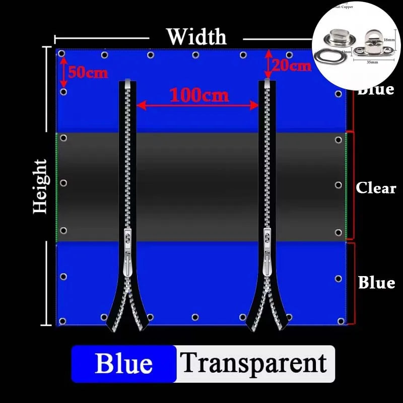 Customizable Transparent Zipper Tarpaulin with Twist Lock Pergola See Though Tarpaulin Heavy Duty Carwash Room Waterproof Screen