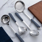 6Pcs Stainless Steel Kitchen Utensil Set with Ergonomic Handles, Heat-Resistant Spatula Turner Ladle Slotted Spoon for Cooking