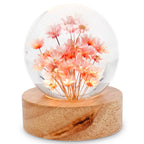 3D Dandelion Crystal Ball LED Night Light with Beech Wood Stand Preserved Flower Sphere Ball Resin Craft Home Decor Bithday Gift
