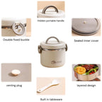 304 Stainless Steel Lunch Box 2 Layer Double Wall Thermal Food Jar, Insulated Bento Box Leakproof Lunch Container with lunch Bag