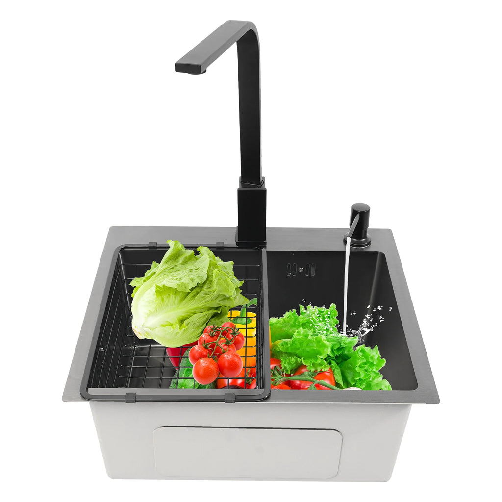 45*40*20cm 201 Stainless Steel Kitchen Sinks Recessed Sinks Sink Units Kitchen Taps Sinks with Drains Black