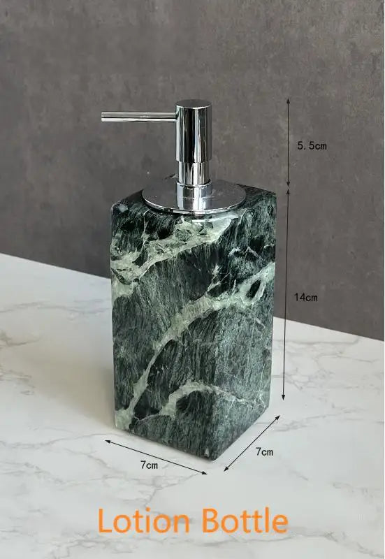 Luxury Marble Bath Set: Shampoo Bottles, Tray & Canister Organizer, Natural Stone Accessories for Home & Hotel Bathroom Decor