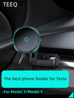 Car Phone Holder Mount For Tesla Model3 Model Y Cold Wind 15W Charger Adjustable Magnetic Car Phone Support Frame Accessories