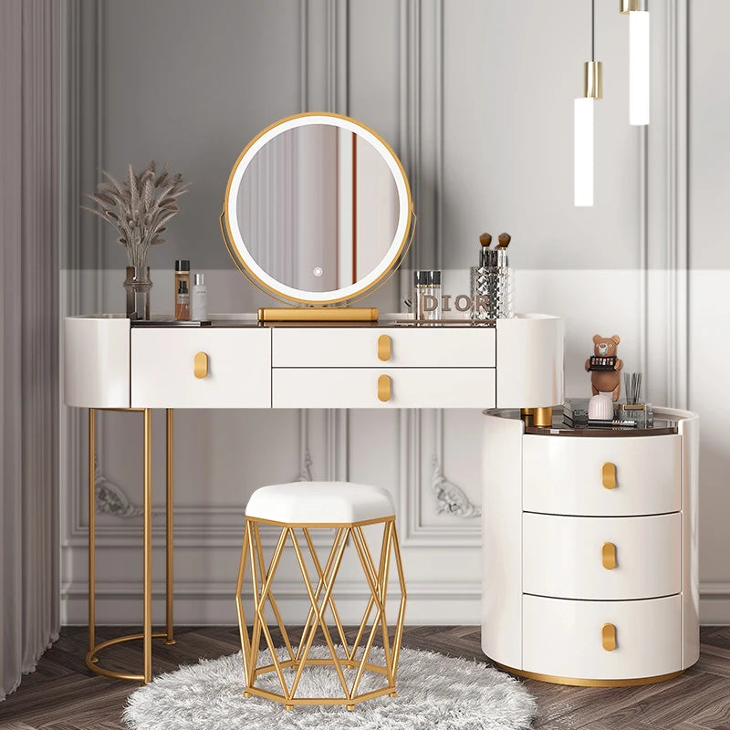 Dressing table glass desk bedroom modern makeup table wooden drawers Storage vanity chair comfortable furniture for bedroom