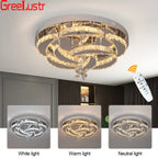 Flower Led Ceiling Lamp Modern Crystal Drop Chandelier Pendant Light Ceiling Light Home Decor Fixtures Living Room RC Dimming