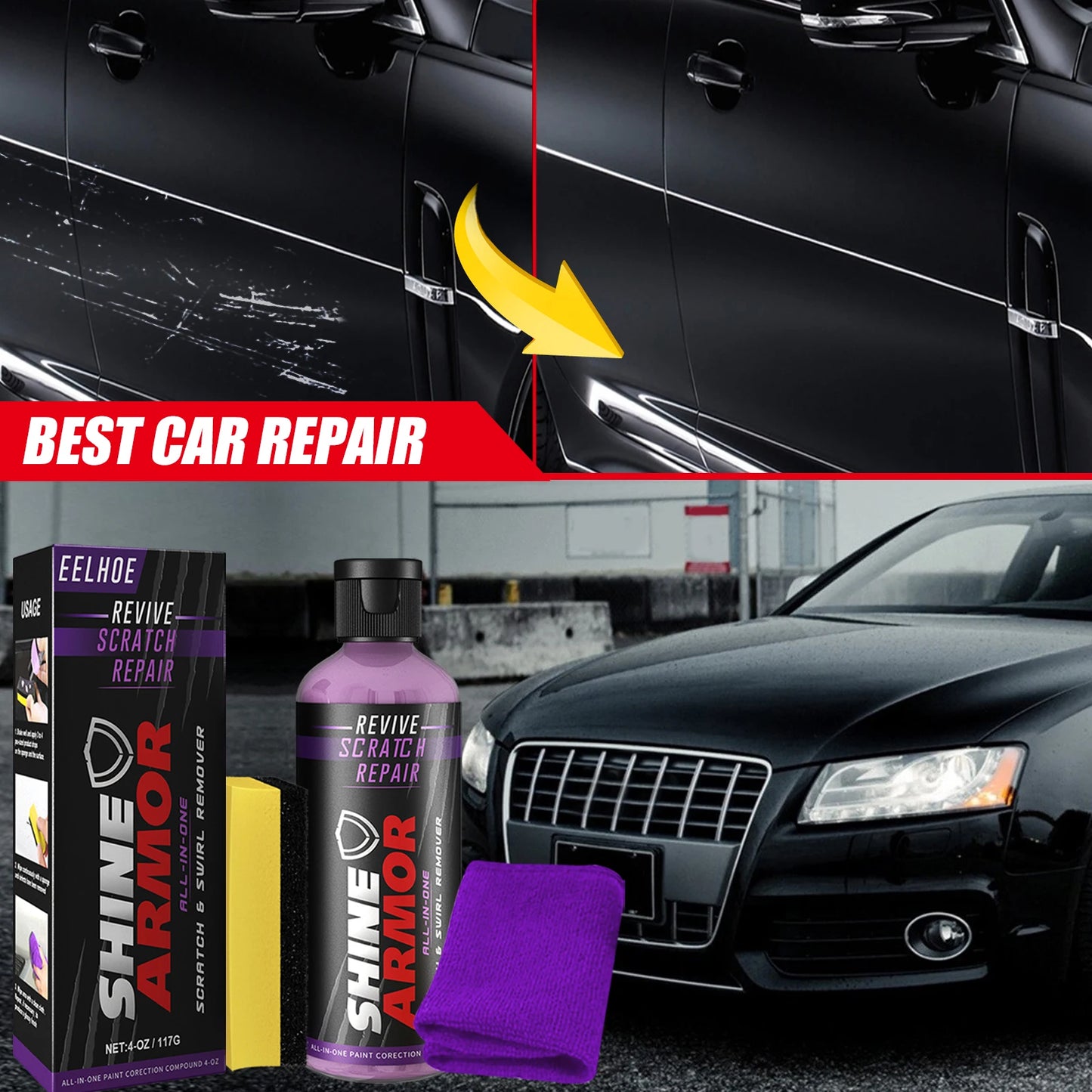 Auto Scratch Remover Nano Wax Polish Spray – Scratch-Free Coating & Shine Restoration | AlluCanFind