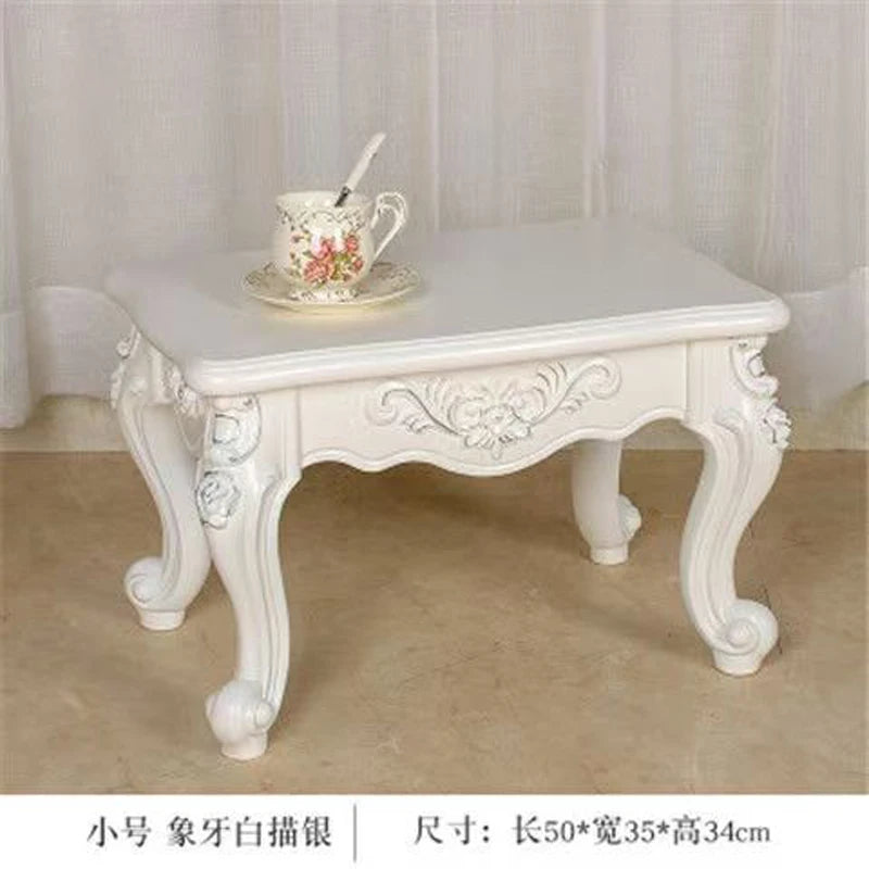 TieHo European Style Living Room Coffee Table Wood Rectangle Ivory White Center Table Modern Small Apartment Home Furniture