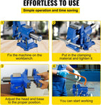 6" Heavy Duty Bench Vise, Double Swivel Rotating Vise Head/Body Rotates 360°,Pipe Vise Bench Vices 30Kn Clamping Force