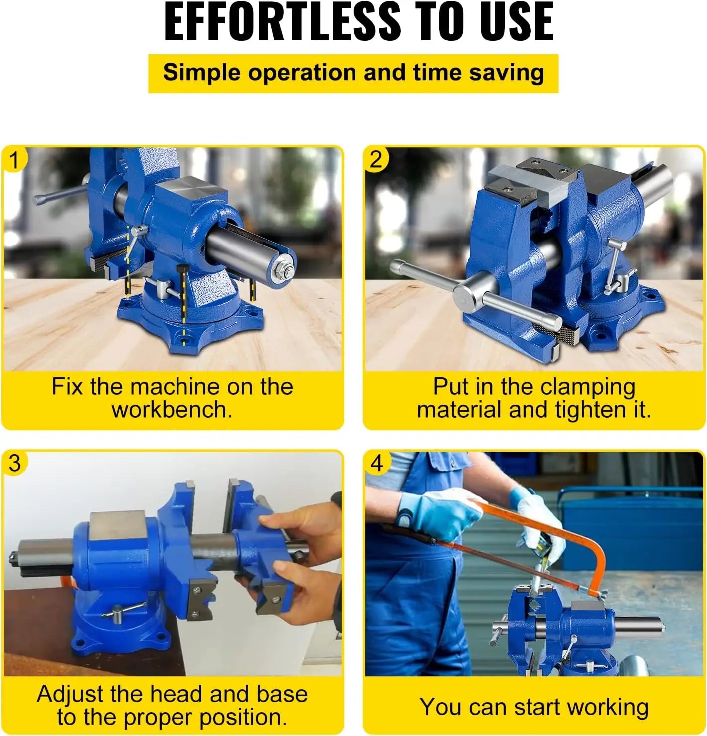 6" Heavy Duty Bench Vise, Double Swivel Rotating Vise Head/Body Rotates 360°,Pipe Vise Bench Vices 30Kn Clamping Force