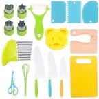 13/17PCS Montessori Kids Cooking Set Safe Knives Toddler Kitchen Tools for 2-8 Year Old Real Cooking Role Play Toy