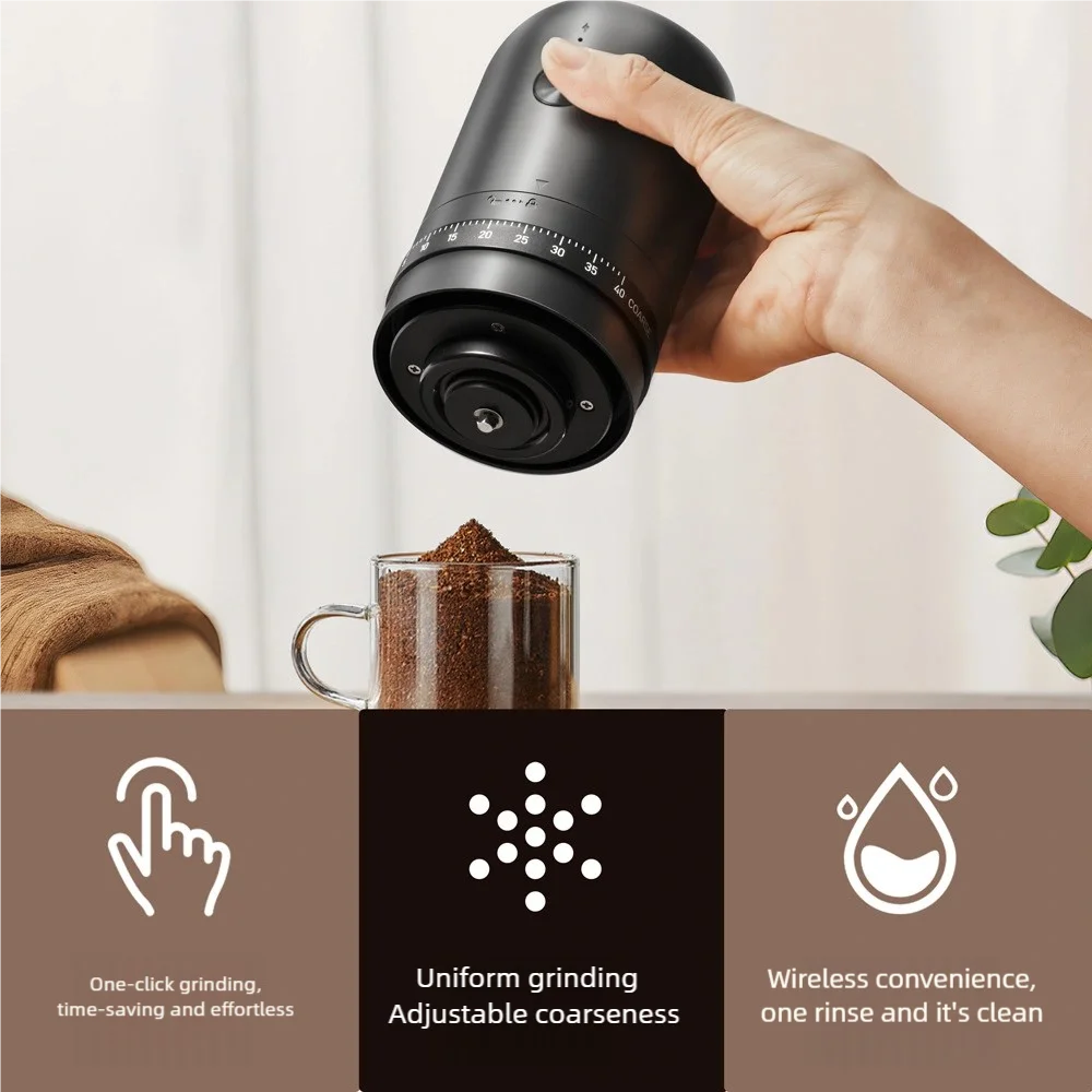 TINSOL 1800mAh Electric Coffee Bean Grinder 40 Speed External Adjustable Home Rechargeable Grinder Convenient Home Coffee Maker