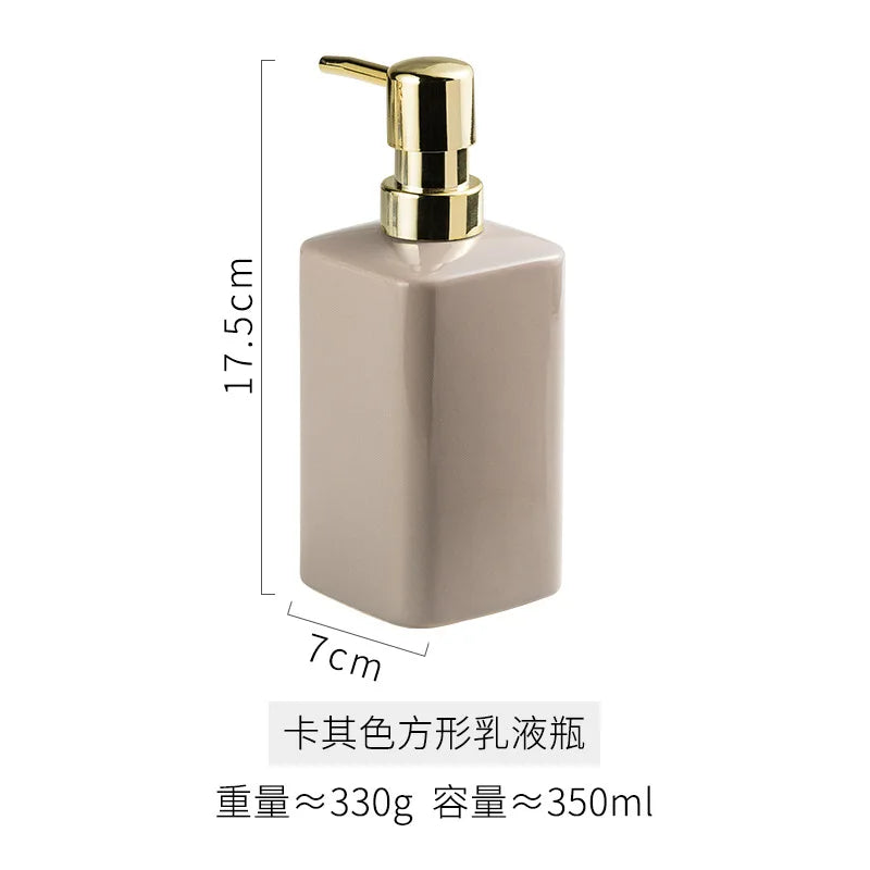 Enamel Hand Soap Shower Gel Dispensing Bottle Household Ceramic Soap Dispenser Gold Press Lotion Bottle Bathroom Accessories New