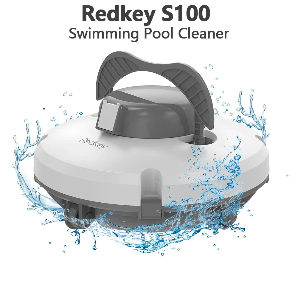 Redkey S100 Robot Pool Cleaner Cordless 28W 5200mAh 130-Min 180μm Filtration Auto-Cleaning Pool Vacuum Cleaner IPX8 Waterproof