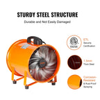 VEVOR Portable Ventilator 12 inch Cylinder Fan with 33/16.4ft Hose 585W 3198CFM Industrial Utility Blower for Sucking Dust Smoke
