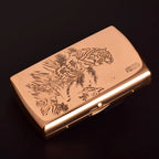 Retro Red Copper Brass Carved Cigarette Case for 12 Cigarettes Portable Tobacco Case Cigarette Holder Storage Box Smoking Tools
