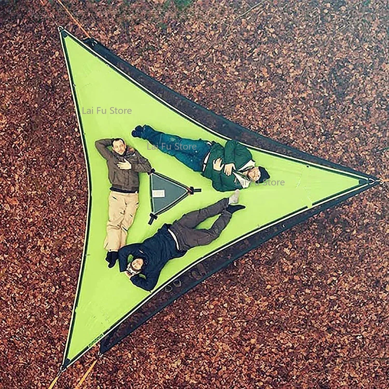 Portable Triangle Hammock 4Mx4Mx4M Multi Person Aerial Mat Convenient Outdoor Camping Sleep Hammock Portable Hanging Bed